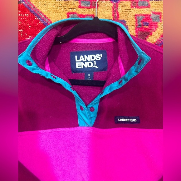 LANDS END colorful fleece pullover sz S - Picture 3 of 4